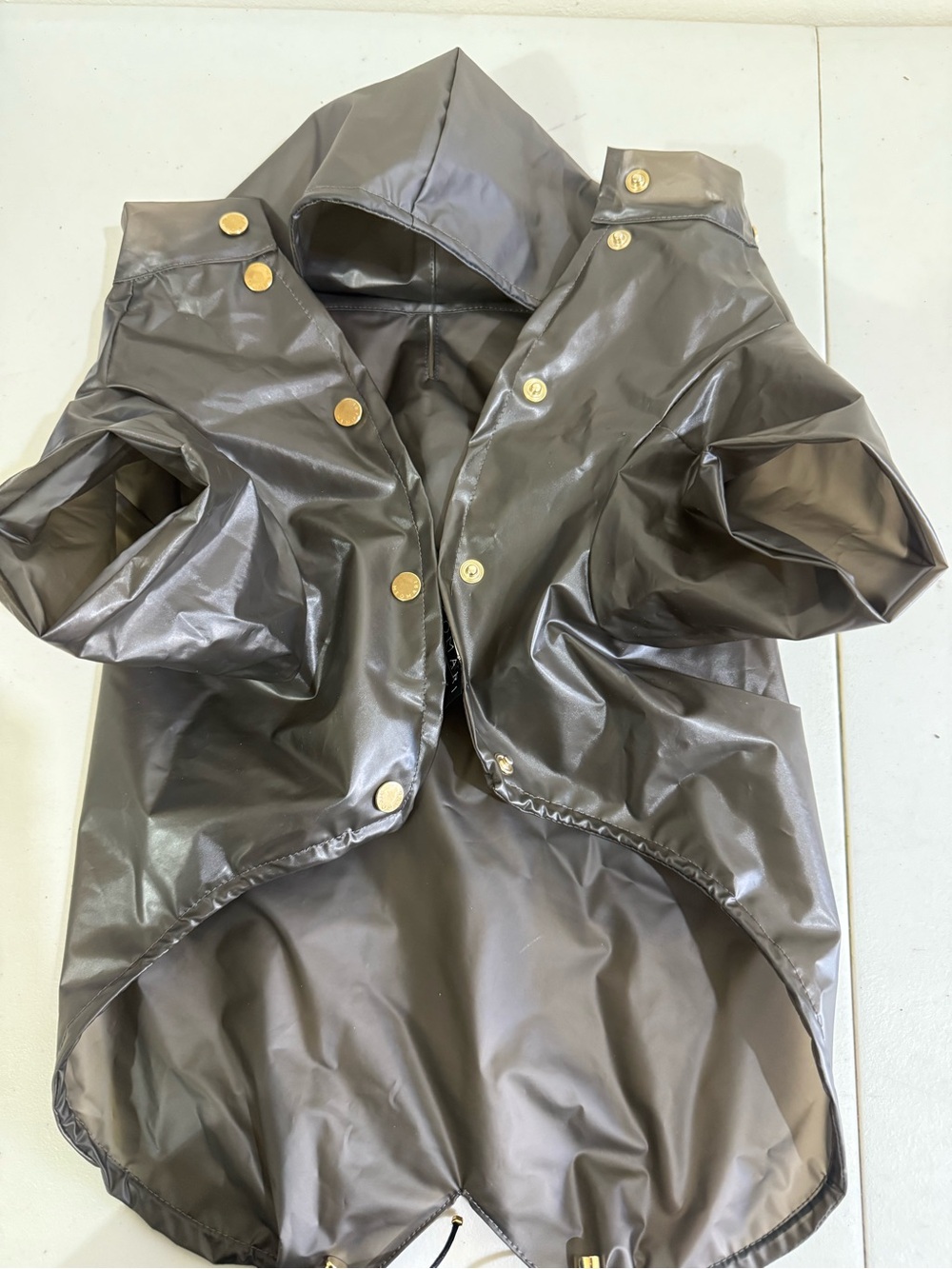 Memari Waterproof Brown Dog Raincoat with Hood - Picture 4 of 6
